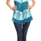 Sakkas Donna Women's Casual Lace Short Sleeve Tie Dye Corset Loose Top Blouse