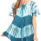 Sakkas Donna Women's Casual Lace Short Sleeve Tie Dye Corset Loose Top Blouse