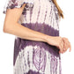 Sakkas Donna Women's Casual Lace Short Sleeve Tie Dye Corset Loose Top Blouse