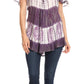 Sakkas Donna Women's Casual Lace Short Sleeve Tie Dye Corset Loose Top Blouse