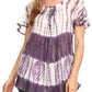 Sakkas Donna Women's Casual Lace Short Sleeve Tie Dye Corset Loose Top Blouse