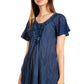 Sakkas Donna Women's Casual Lace Short Sleeve Tie Dye Corset Loose Top Blouse