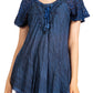 Sakkas Donna Women's Casual Lace Short Sleeve Tie Dye Corset Loose Top Blouse