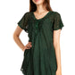 Sakkas Donna Women's Casual Lace Short Sleeve Tie Dye Corset Loose Top Blouse