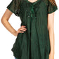 Sakkas Donna Women's Casual Lace Short Sleeve Tie Dye Corset Loose Top Blouse