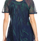 Sakkas Donna Women's Casual Lace Short Sleeve Tie Dye Corset Loose Top Blouse