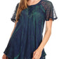 Sakkas Donna Women's Casual Lace Short Sleeve Tie Dye Corset Loose Top Blouse