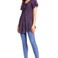 Sakkas Donna Women's Casual Lace Short Sleeve Tie Dye Corset Loose Top Blouse
