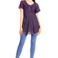 Sakkas Donna Women's Casual Lace Short Sleeve Tie Dye Corset Loose Top Blouse