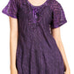 Sakkas Donna Women's Casual Lace Short Sleeve Tie Dye Corset Loose Top Blouse