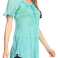 Sakkas Donna Women's Casual Lace Short Sleeve Tie Dye Corset Loose Top Blouse