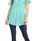 Sakkas Donna Women's Casual Lace Short Sleeve Tie Dye Corset Loose Top Blouse