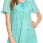 Sakkas Donna Women's Casual Lace Short Sleeve Tie Dye Corset Loose Top Blouse