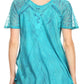 Sakkas Donna Women's Casual Lace Short Sleeve Tie Dye Corset Loose Top Blouse