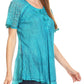 Sakkas Donna Women's Casual Lace Short Sleeve Tie Dye Corset Loose Top Blouse