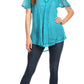 Sakkas Donna Women's Casual Lace Short Sleeve Tie Dye Corset Loose Top Blouse
