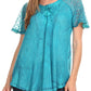 Sakkas Donna Women's Casual Lace Short Sleeve Tie Dye Corset Loose Top Blouse
