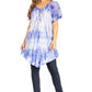 Sakkas Donna Women's Casual Lace Short Sleeve Tie Dye Corset Loose Top Blouse