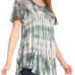 Sakkas Donna Women's Casual Lace Short Sleeve Tie Dye Corset Loose Top Blouse