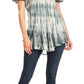 Sakkas Donna Women's Casual Lace Short Sleeve Tie Dye Corset Loose Top Blouse