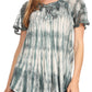 Sakkas Donna Women's Casual Lace Short Sleeve Tie Dye Corset Loose Top Blouse