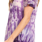 Sakkas Donna Women's Casual Lace Short Sleeve Tie Dye Corset Loose Top Blouse
