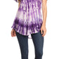 Sakkas Donna Women's Casual Lace Short Sleeve Tie Dye Corset Loose Top Blouse