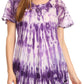 Sakkas Donna Women's Casual Lace Short Sleeve Tie Dye Corset Loose Top Blouse