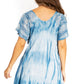 Sakkas Donna Women's Casual Lace Short Sleeve Tie Dye Corset Loose Top Blouse
