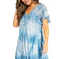 Sakkas Donna Women's Casual Lace Short Sleeve Tie Dye Corset Loose Top Blouse