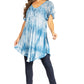 Sakkas Donna Women's Casual Lace Short Sleeve Tie Dye Corset Loose Top Blouse
