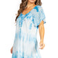 Sakkas Donna Women's Casual Lace Short Sleeve Tie Dye Corset Loose Top Blouse