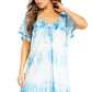 Sakkas Donna Women's Casual Lace Short Sleeve Tie Dye Corset Loose Top Blouse