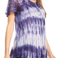 Sakkas Donna Women's Casual Lace Short Sleeve Tie Dye Corset Loose Top Blouse