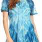 Sakkas Donna Women's Casual Lace Short Sleeve Tie Dye Corset Loose Top Blouse