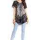 Sakkas Donna Women's Casual Lace Short Sleeve Tie Dye Corset Loose Top Blouse