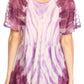 Sakkas Donna Women's Casual Lace Short Sleeve Tie Dye Corset Loose Top Blouse