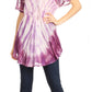 Sakkas Donna Women's Casual Lace Short Sleeve Tie Dye Corset Loose Top Blouse