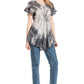 Sakkas Donna Women's Casual Lace Short Sleeve Tie Dye Corset Loose Top Blouse