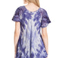 Sakkas Donna Women's Casual Lace Short Sleeve Tie Dye Corset Loose Top Blouse