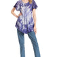 Sakkas Donna Women's Casual Lace Short Sleeve Tie Dye Corset Loose Top Blouse