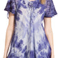 Sakkas Donna Women's Casual Lace Short Sleeve Tie Dye Corset Loose Top Blouse