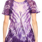 Sakkas Donna Women's Casual Lace Short Sleeve Tie Dye Corset Loose Top Blouse
