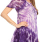 Sakkas Donna Women's Casual Lace Short Sleeve Tie Dye Corset Loose Top Blouse