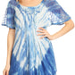 Sakkas Donna Women's Casual Lace Short Sleeve Tie Dye Corset Loose Top Blouse
