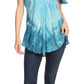 Sakkas Donna Women's Casual Lace Short Sleeve Tie Dye Corset Loose Top Blouse