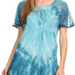 Sakkas Donna Women's Casual Lace Short Sleeve Tie Dye Corset Loose Top Blouse