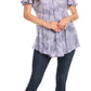 Sakkas Marzia Women's Loose Fit Short Sleeve Casual Tie Dye Batik Blouse Top Tunic