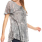 Sakkas Marzia Women's Loose Fit Short Sleeve Casual Tie Dye Batik Blouse Top Tunic