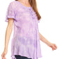 Sakkas Marzia Women's Loose Fit Short Sleeve Casual Tie Dye Batik Blouse Top Tunic